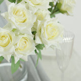 2 Bouquets 17" Ivory Real Touch Artificial Silk Rose Flower Bushes