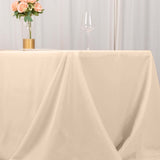 90x156inch Beige Seamless Premium Polyester Rectangular Tablecloth - 220GSM