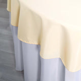 70" Round Beige Polyester Linen Tablecloth