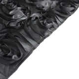 14inch x 108inch Black Grandiose 3D Rosette Satin Table Runner