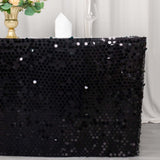 21ft Black Premium Big Payette Sequin Dual Layered Satin Table Skirt