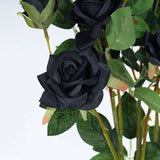 2 Stems | 38inch Tall Black Artificial Silk Rose Flower Bouquet Bushes