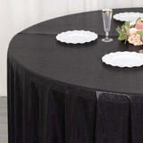 120inch Shiny Black Round Polyester Tablecloth With Shimmer Sequin Dots