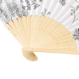 5-Pack Paper Folding Fans Party Favors in White & Black French Toile Pattern, Handheld Fans