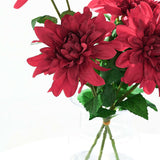 30" Tall Burgundy Artificial Dahlia Silk Flower Stems, Faux Floral Spray