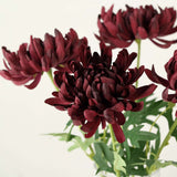 3 Stems | Burgundy 27inch Artificial Silk Chrysanthemum Bouquet Flowers