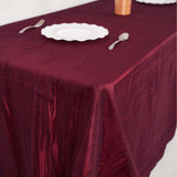 90x132Inch Burgundy Accordion Crinkle Taffeta Rectangular Tablecloth