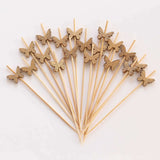 100 Pack Natural Eco Friendly Butterfly Cocktail Sticks