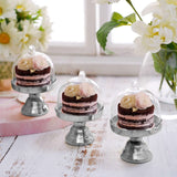 12 Pack | 3 inch Silver Mini Cake Stand Bell Jars, Candy Container