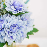 2 Bushes | Dusty Blue Artificial Silk Dahlia Flower Bouquet Spray