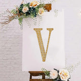 8inch Gold Decorative Rhinestone Alphabet Letter Stickers DIY Crafts - V