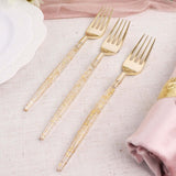 24 Pack | Gold Glittered Disposable Forks, Plastic Silverware, Cutlery