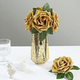 24 Roses | 5inch Gold Artificial Foam Flowers With Stem Wire and Leaves