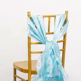 5 Pack Light Blue Curly Willow Chiffon Satin Chair Sashes