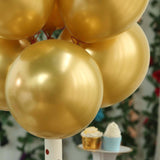 25 Pack | 12inches Metallic Chrome Gold Latex Helium or Air Party Balloons