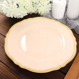 10 Pack | 10inch Nude / Gold Scalloped Rim Disposable Dinner Plates