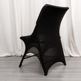 Black Premium Spandex Wedding Chair Cover With 3-Way Open Arch, Fitted Stretched