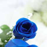 12 Bushes | Royal Blue Artificial Premium Silk Flower Rose Bud Bouquets