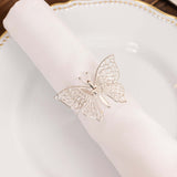 4 Pack | Silver Metal Butterfly Napkin Rings, Decorative Laser Cut Cloth Napkin Holders