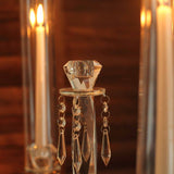 36inc | 4 Arm Premium Crystal Glass Taper Candle Holder Candelabra with Chandelier Chains