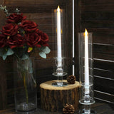 2 Pack | 14inch Tall Clear Crystal Glass Hurricane Taper Candle Holders