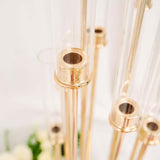 50inch Gold 10 Arm Cluster Taper Candle Holder With Clear Glass Shades Large Candle Arrangement