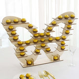 7-Tier Natural Butterfly Shaped Wooden Cupcake Stand, Double Sided Dessert Display Stand Shelf Rack