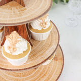 14inch 3-Tier Natural Wood Plank Print Cardboard Cupcake Dessert Stand. Disposable Treat Tower