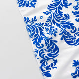 5 Pack Royal Blue White Damask Flocking Taffeta Napkins, Decorative Cloth Napkins