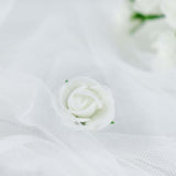 48 Roses | 1Inch White Real Touch Artificial DIY Foam Rose Flowers With Stem, Craft Rose Buds