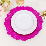 6 Pack 13inch Fuchsia Round Reef Acrylic Plastic Charger Plates, Dinner Charger Plates