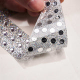 4Inch Silver Decorative Rhinestone Alphabet Letter Stickers DIY Crafts - W