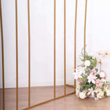 8ft Gold Metal Multi-Layered Round Top Wedding Arch, Rainbow Floral Frame Chiara Backdrop Stand