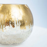 4inch Gold Foiled Crackle Glass Bud Vase Table Centerpiece, Bubble Bowl Round Flower Vase