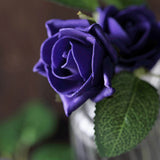 24 Roses | 2inch Purple Artificial Foam Flowers With Stem Wire and Leaves