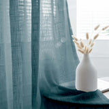 2 Pack | Handmade Blue Faux Linen Curtains 52x84inch Curtain Panels With Chrome Grommets