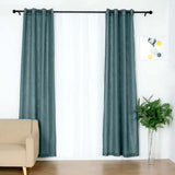 2 Pack | Handmade Blue Faux Linen Curtains 52inch x 108inch Curtain Panels With Chrome Grommets