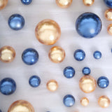 200Pcs Assorted Navy Blue and Gold Lustrous Faux Pearl Beads Vase Fillers