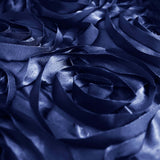 72x72inch Navy Blue 3D Rosette Satin Table Overlay, Square Tablecloth Topper