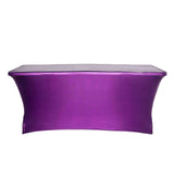 6FT Metallic Purple Rectangular Stretch Spandex Table Cover