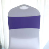 5 pack | 5"x14" Purple Spandex Stretch Chair Sash with Silver Diamond Ring Slide Buckle