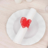 12 Pack Red Shimmery Laser Cut Heart Paper Napkin Holders Bands with Lace Pattern