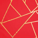 9ft Red With Gold Foil Geometric Pattern Table Runner#whtbkgd