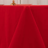 Red Cotton Linen Blend Rectangular Tablecloth Seamless 90x132inch for 6 Foot Table With Floor-Length