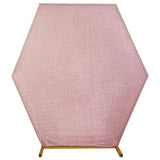 8ftx7ft Blush / Rose Gold Metallic Shimmer Tinsel Spandex Hexagon Backdrop, 2-Sided Wedding Arch