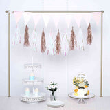 12 Pack | Pre-Tied Rose Gold Paper Fringe Tassels with Garland String, Hanging Streamer Banner