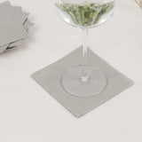 50 Pack Silver Soft 2-Ply Disposable Cocktail Napkins, Paper Beverage Napkins 18 GSM - 5inch