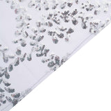 Sparkly Silver Leaf Vine Embroidered Sequin Tulle Cloth Dinner Napkins