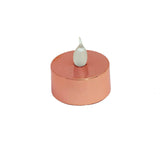 12 Pack | Metallic Flameless Candles LED | Tea Light Candles - Blush/ Rose Gold | Tablecloths Factory