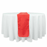 12inch x 108inch Red Accordion Crinkle Taffeta Linen Table Runner